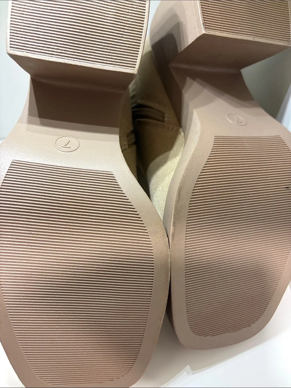 SM New York Cream Suede Rib-Knit Ankle Booties